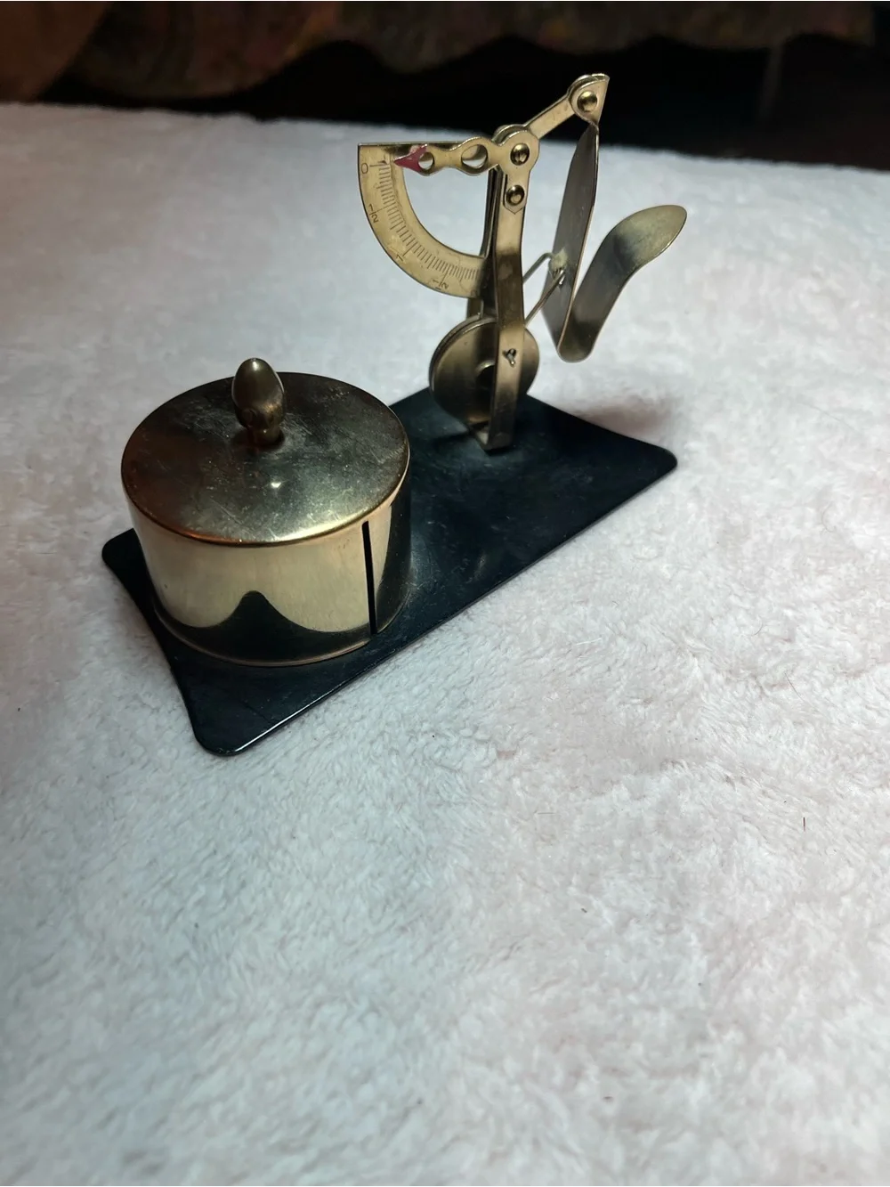 Vintage Metal Postal Letter Scale with Postage Stamp Roll Holder Dispenser Japan